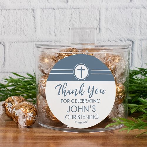 Personalized Christening Lindor Truffles Canister Gift - Modern
