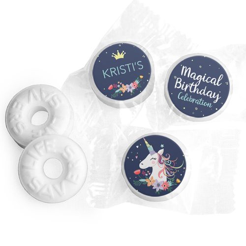 Personalized Unicorn Birthday Life Savers Mints - Blue Unicorn