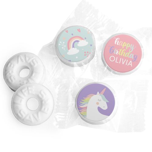Personalized Unicorn Birthday Life Savers Mints - Unicorn Rainbow
