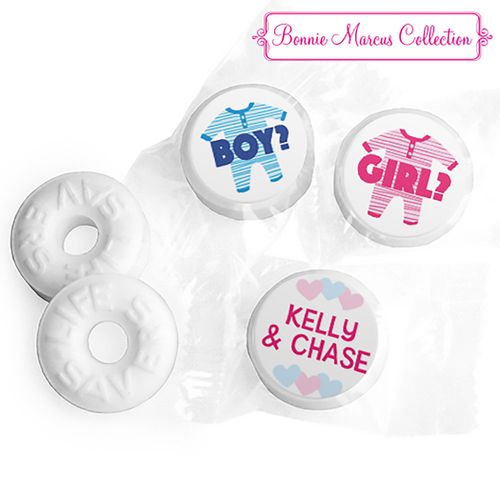 Personalized Bonnie Marcus Gender Reveal Onesies Life Savers Mints