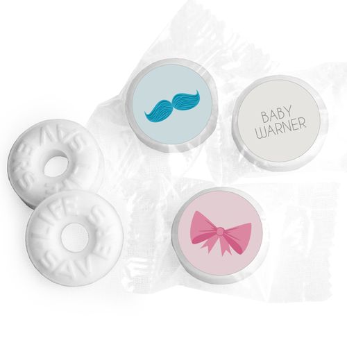 Baby Shower Personalized Life Savers Mints Gender Reveal Bow or Mustache