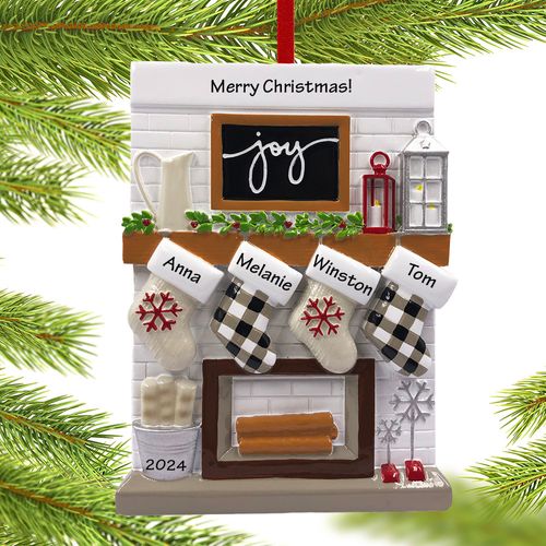 Fireplace Mantel Family of 4 Ornament