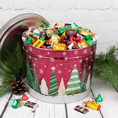 Hershey's Happy Holidays Mix Holiday Trees Tin - 14 lb