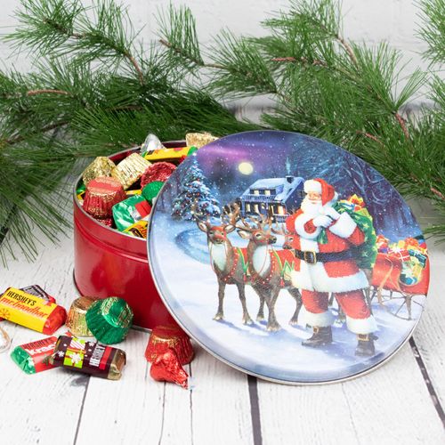 Santa with Reindeer 1.5 lb Hershey's Holiday Mix Tin