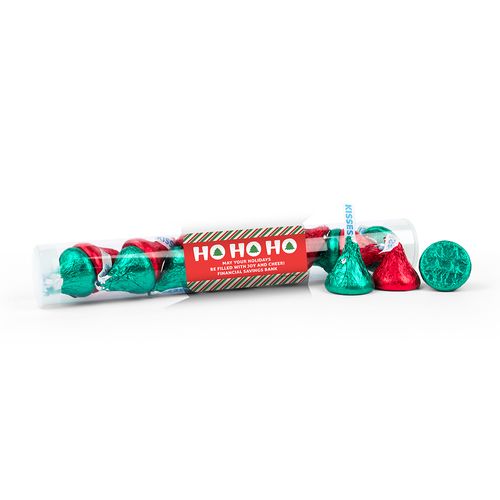 Personalized Christmas Ho Ho Holidays Clear Tube with Hershey's Kisses
