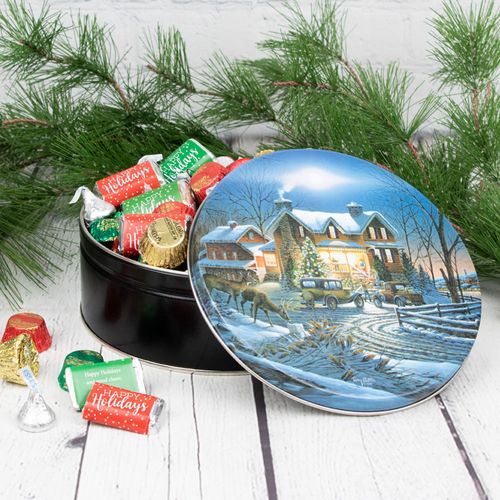 Personalized Winter Home 1.5 lb Happy Holidays Hershey's Mix Tin