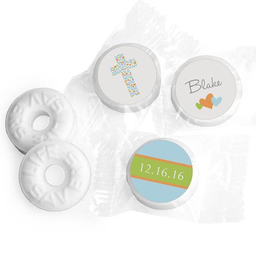 Baptism Personalized Life Savers Mints Cross of Hearts