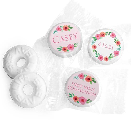 Personalized Girl First Communion Bold Florals Life Savers Mints