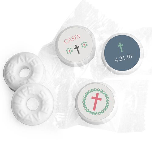 First Communion Personalized Life Savers Mints Blooming Flowers