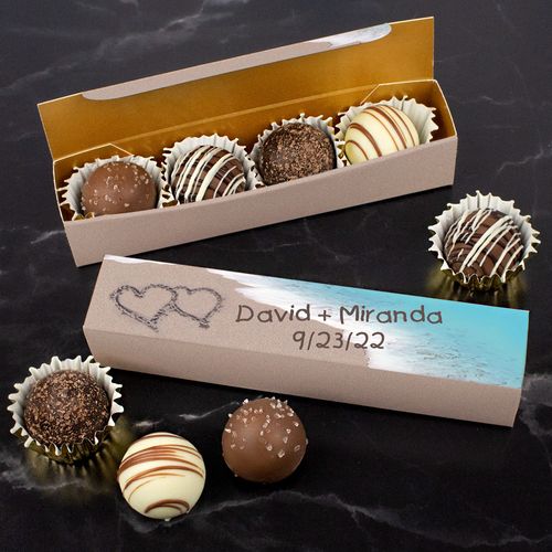 Personalized Truffle Box Wedding Favors Beach - 4 pcs