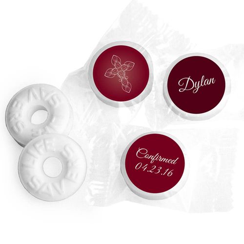 Confirmation Personalized Life Savers Mints White Cross on Crimson Red