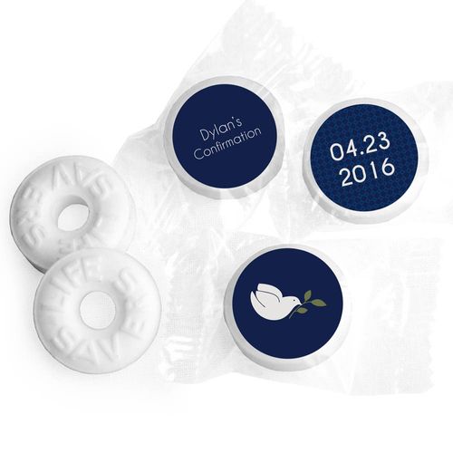 Confirmation Personalized Life Savers Mints Peace Dove Navy Blue