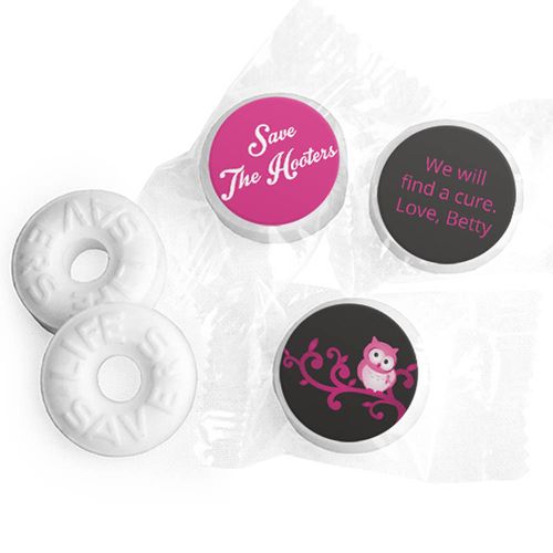 Personalized Breast Cancer Awareness Save the Hooters Life Savers Mints