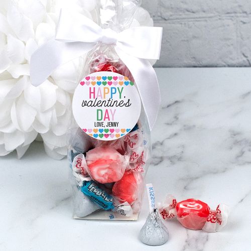Personalized Valentine's Day Colorful Hearts Goodie Bag