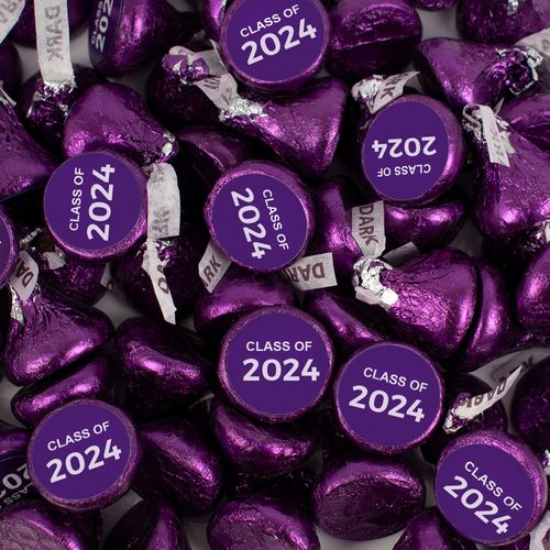 Assembled Purple Graduation Class of Dark Chocolate Hershey's Kisses Candy 100ct