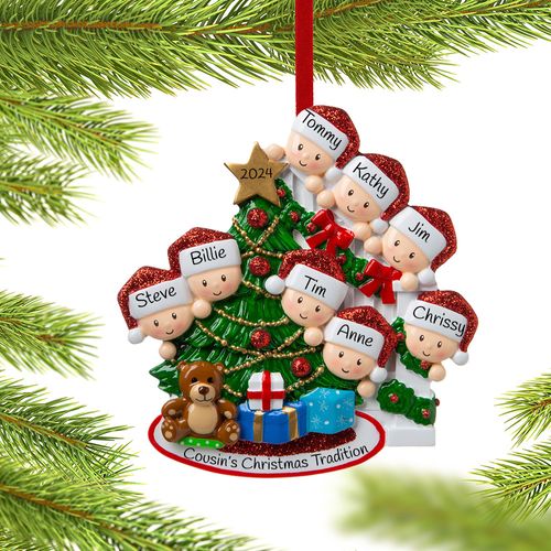 Present Peeking Family of 8 Ornament