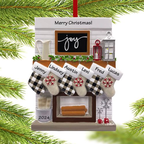 Fireplace Mantel Family of 6 Ornament
