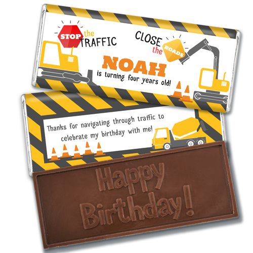 Personalized Birthday Construction Embossed Chocolate Bars