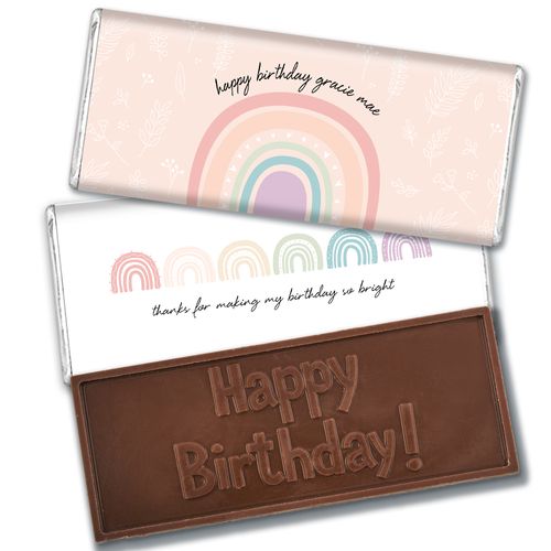 Personalized Birthday Watercolor Rainbows Embossed Chocolate Bars