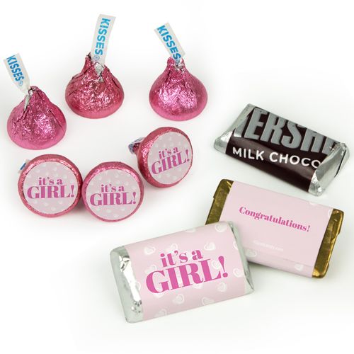 Birth Announcement Candy Hershey's Kisses & Hershey's Miniatures for Party Favors - It's a Girl