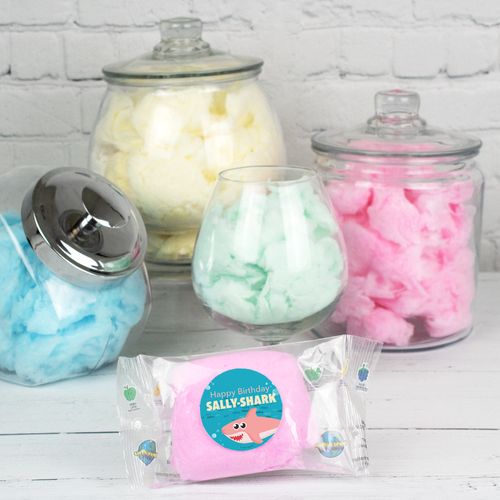 Personalized Shark Birthday Cotton Candy (Pack of 10) Favor - Pink Shark