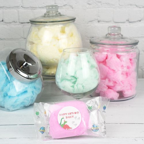 Personalized Dinosaur Birthday Cotton Candy (Pack of 10) Favor - Pink Dinosaur