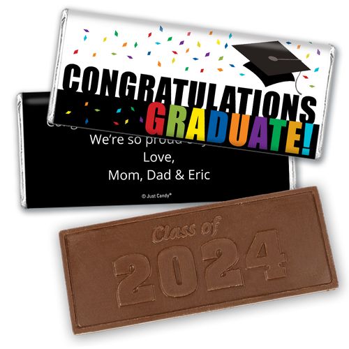 Graduation Personalized Embossed Chocolate Bar Confetti Celebration