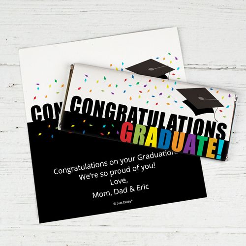Graduation Personalized Chocolate Bar Wrappers Confetti Celebration