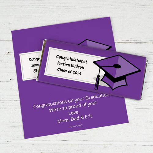 Graduation Personalized Chocolate Bar Wrappers Cap & Tassel