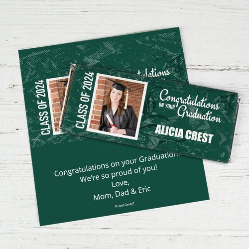 Graduation Personalized Chocolate Bar Wrappers Photo Floral Background