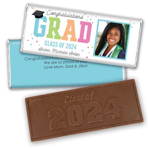 Personalized Graduation Pastel Embossed Chocolate Bar - Polka Dot