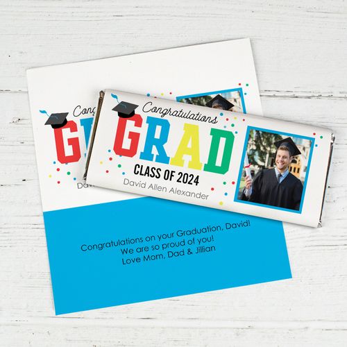 Personalized Graduation Chocolate Bar - Polka Dot Wrappers