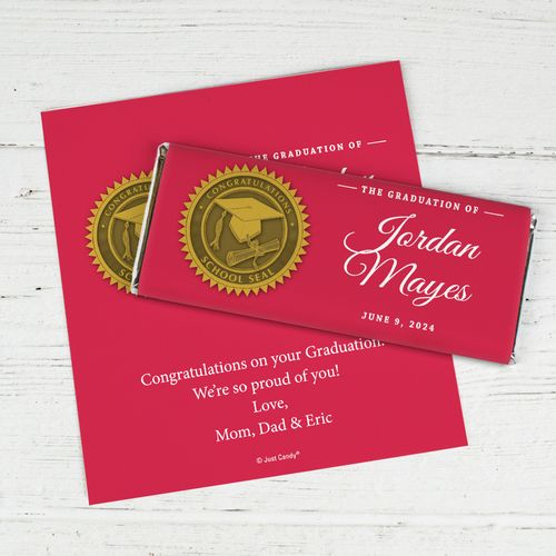 Graduation Personalized Chocolate Bar Wrappers School Seal