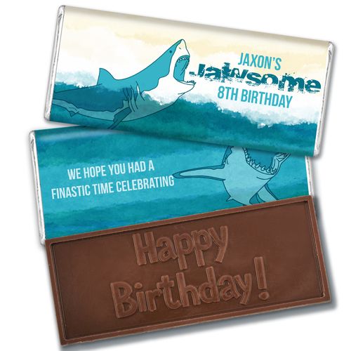 Personalized Birthday Shark Embossed Chocolate Bars