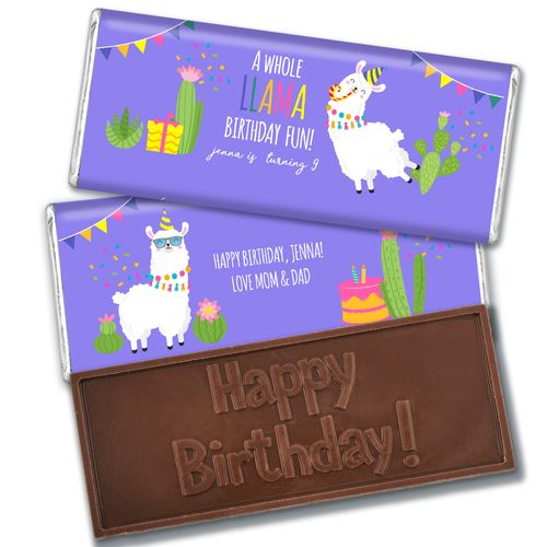 Personalized Llama Birthday Embossed Chocolate Bars