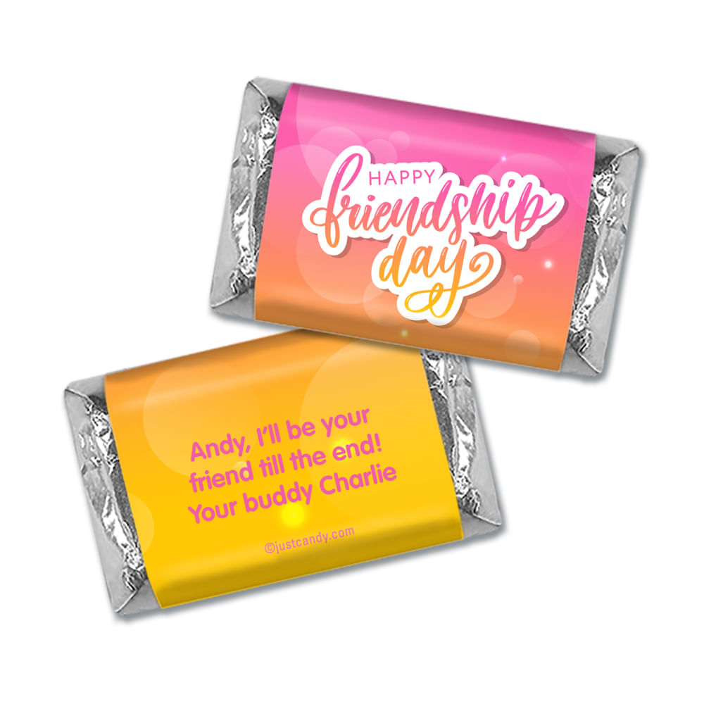 Personalized Happy Friendship Day Pink Bubbly Hershey's Miniatures ...