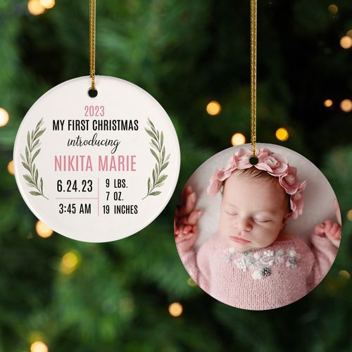 Personalized My First Christmas Baby Girl Ornament