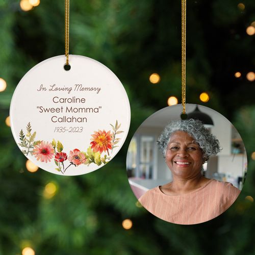 Personalized Floral Memorial Ornament