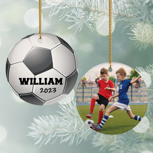 Personalized Soccer with Photo Ornament