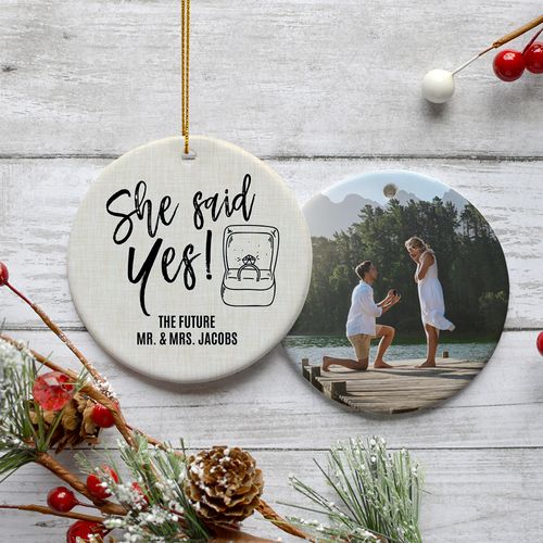 Personalized She Said Yes Ornament