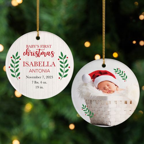 Personalized Baby's First Christmas Photo Ornament