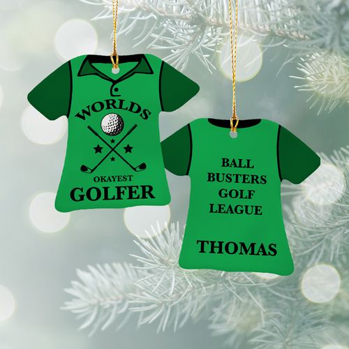 Personalized World's Okayest Golfer T-Shirt Ornament