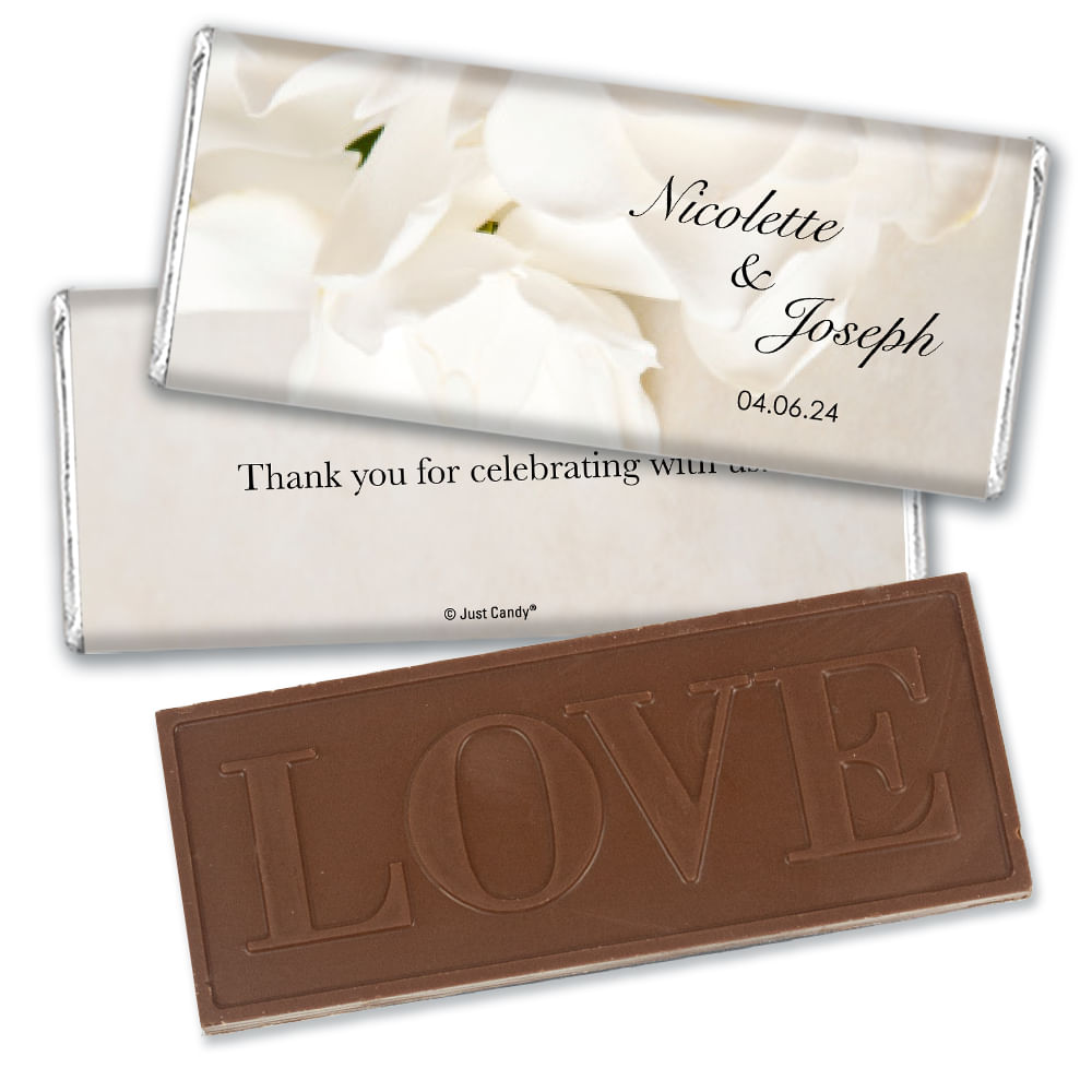 Wedding Favor | Personalized Embossed Bar | Rose Petals - JustCandy.com