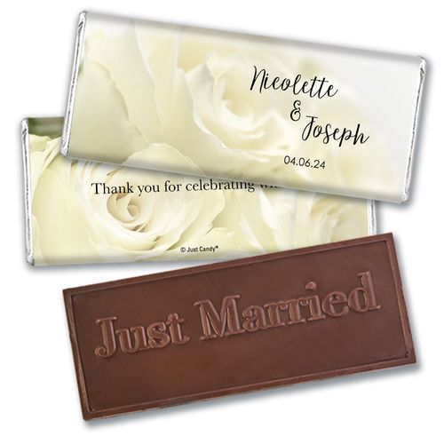 Wedding Favor Personalized Embossed Chocolate Bar White Rose