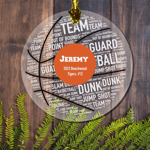 Personalized Basketball Word Cloud Ornament