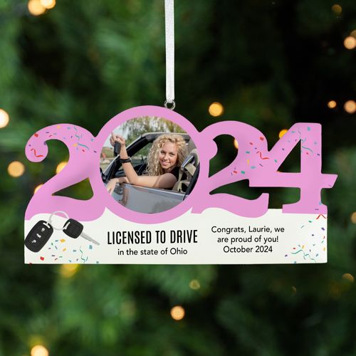 Personalized Dated New Driver Pink Ornament