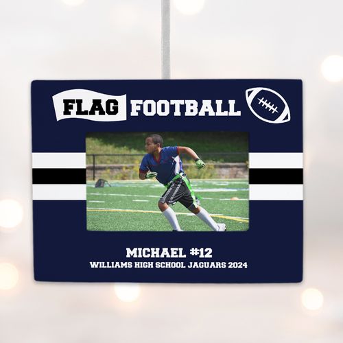 Personalized Flag Football Picture Frame Ornament