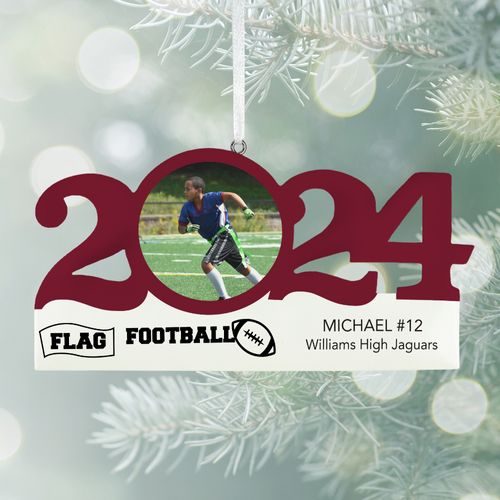 Personalized Dated Flag Football Ornament