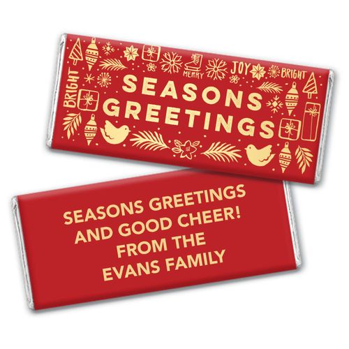Personalized Bonnie Marcus Christmas Season's Greetings Chocolate Bar & Wrapper