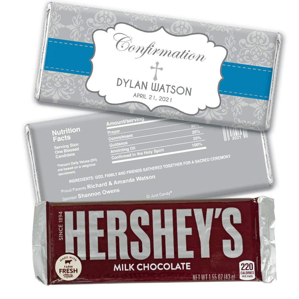 Personalized Confirmation Chocolate Bar & Wrapper - JustCandy.com